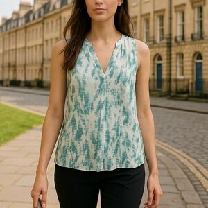 Joie Aruna 100% Silk Sleeveless Tie-Dye Tank Blouse Blue Haze XS